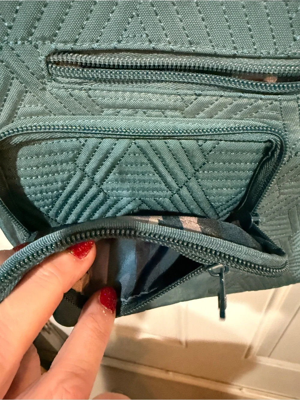 Lug Monorail Peacock Blue-Green Quilted Crossbody